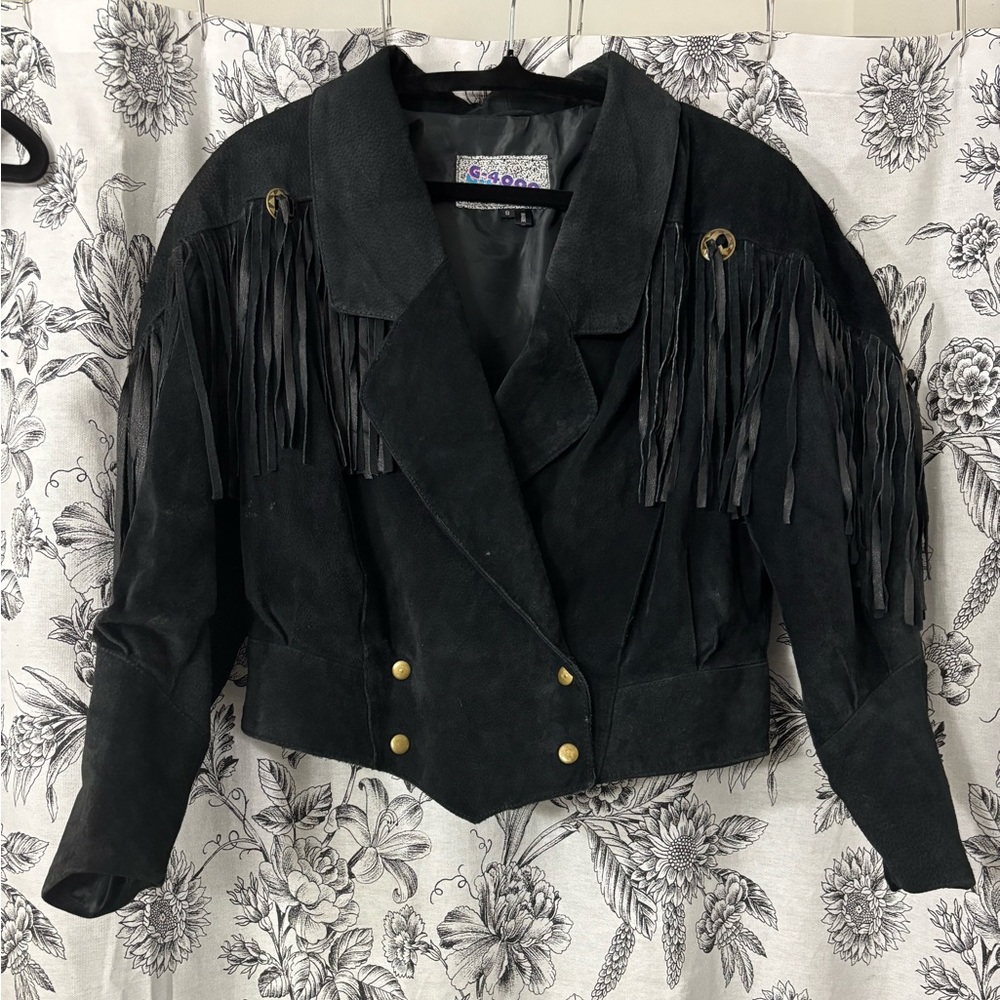 Vintage 1990’s Leather Fringe Jacket Size S